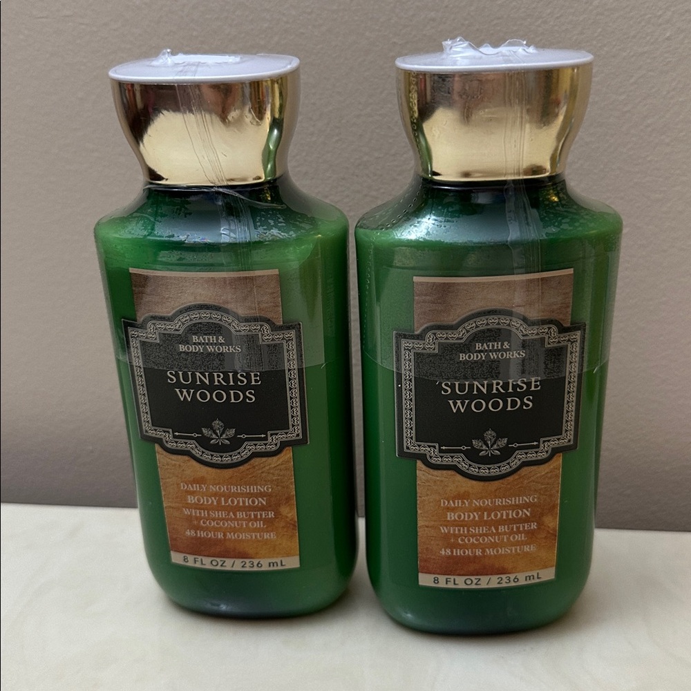 NIB Bath and Bodywork Bundle of two Sunrise Woods Daily Nourishing Body Lotion